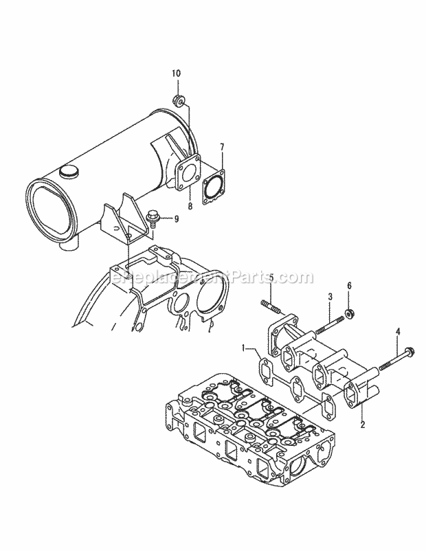 Yanmar 3tnv82a-Bdcb Exhaust Manifold Diagram and Parts List for S6032-D 53AY8DU6050 Cub Cadet Sprayer